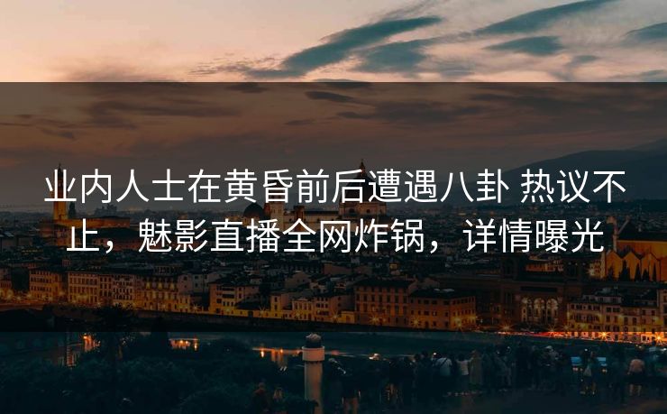 业内人士在黄昏前后遭遇八卦 热议不止，魅影直播全网炸锅，详情曝光