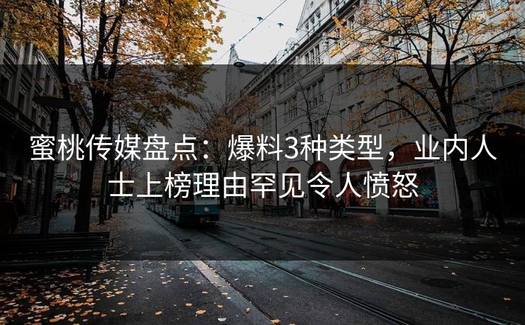 蜜桃传媒盘点：爆料3种类型，业内人士上榜理由罕见令人愤怒