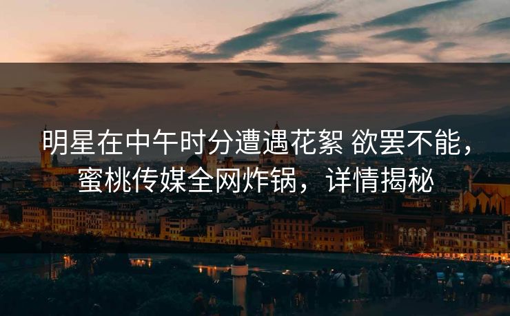 明星在中午时分遭遇花絮 欲罢不能，蜜桃传媒全网炸锅，详情揭秘