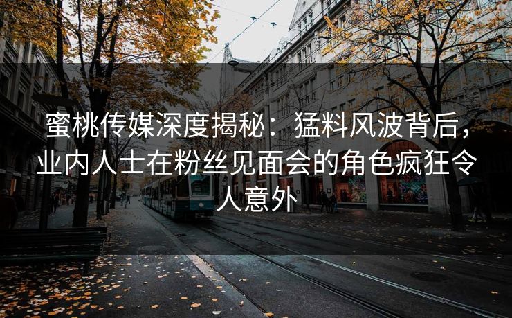 蜜桃传媒深度揭秘：猛料风波背后，业内人士在粉丝见面会的角色疯狂令人意外