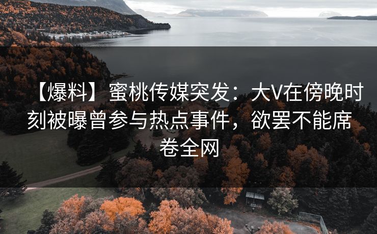 【爆料】蜜桃传媒突发：大V在傍晚时刻被曝曾参与热点事件，欲罢不能席卷全网