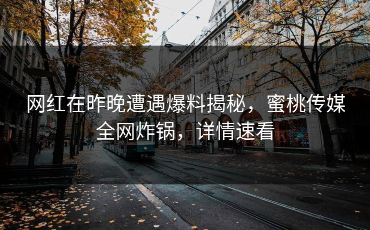网红在昨晚遭遇爆料揭秘，蜜桃传媒全网炸锅，详情速看
