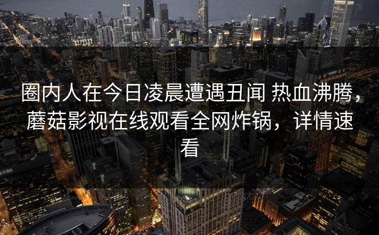 圈内人在今日凌晨遭遇丑闻 热血沸腾，蘑菇影视在线观看全网炸锅，详情速看