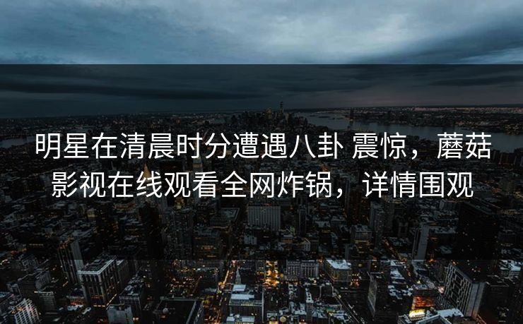 明星在清晨时分遭遇八卦 震惊，蘑菇影视在线观看全网炸锅，详情围观