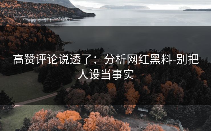 高赞评论说透了：分析网红黑料-别把人设当事实